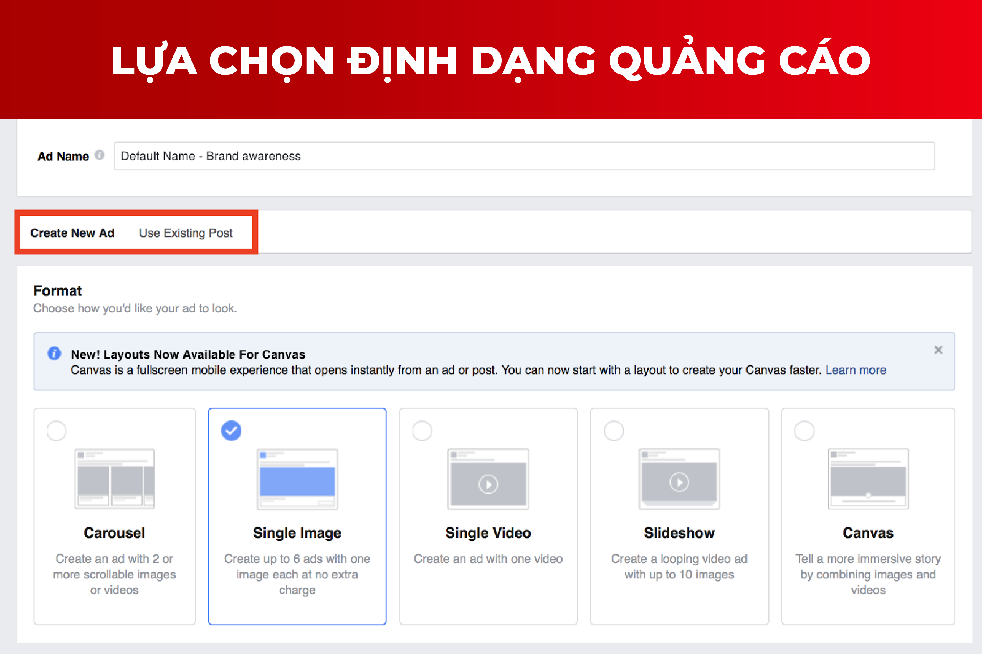 Lựa chọn định dạng quảng cáo